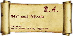 Ménesi Ajtony névjegykártya